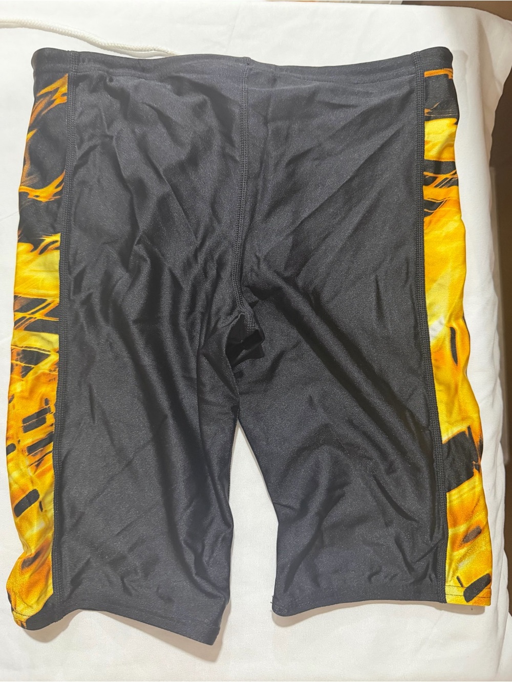 Speedo Black Swim Jammer with yellow fire Side Accents 30 12 years old - Picture 8 of 8